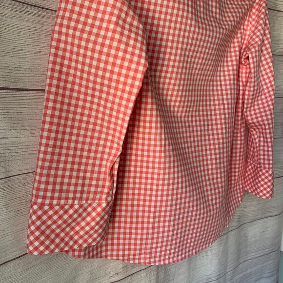 Taylor Investments Gold Label Pink White Gingham Check Button Up Shirt Size 6 - Picture 16 of 16